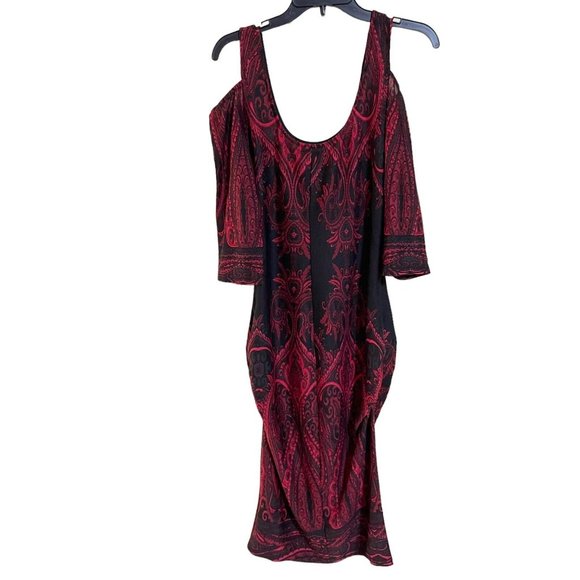 Venus dress size Large black red side gathered cold shoulder dress. - Picture 10 of 13